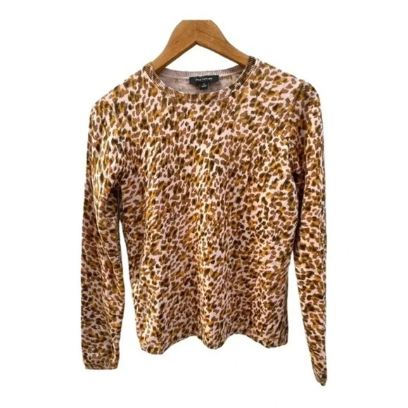 Ann Taylor Womens Size XS Seashell Leopard Print Cotton Long Sleeve Sweater - Picture 1 of 6
